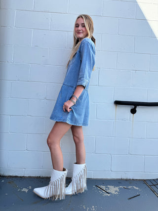 Denim Button-Up Mini Dress