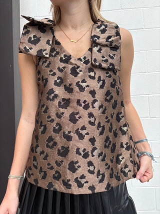The Flap-Shoulder Leopard Top