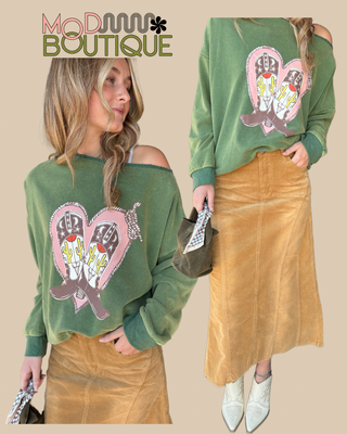 OVERSIZED PRINT WASHED TERRY PULLOVER