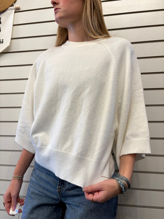 Women's Raglan Short Wide Sleeve Crew Neck Sweater