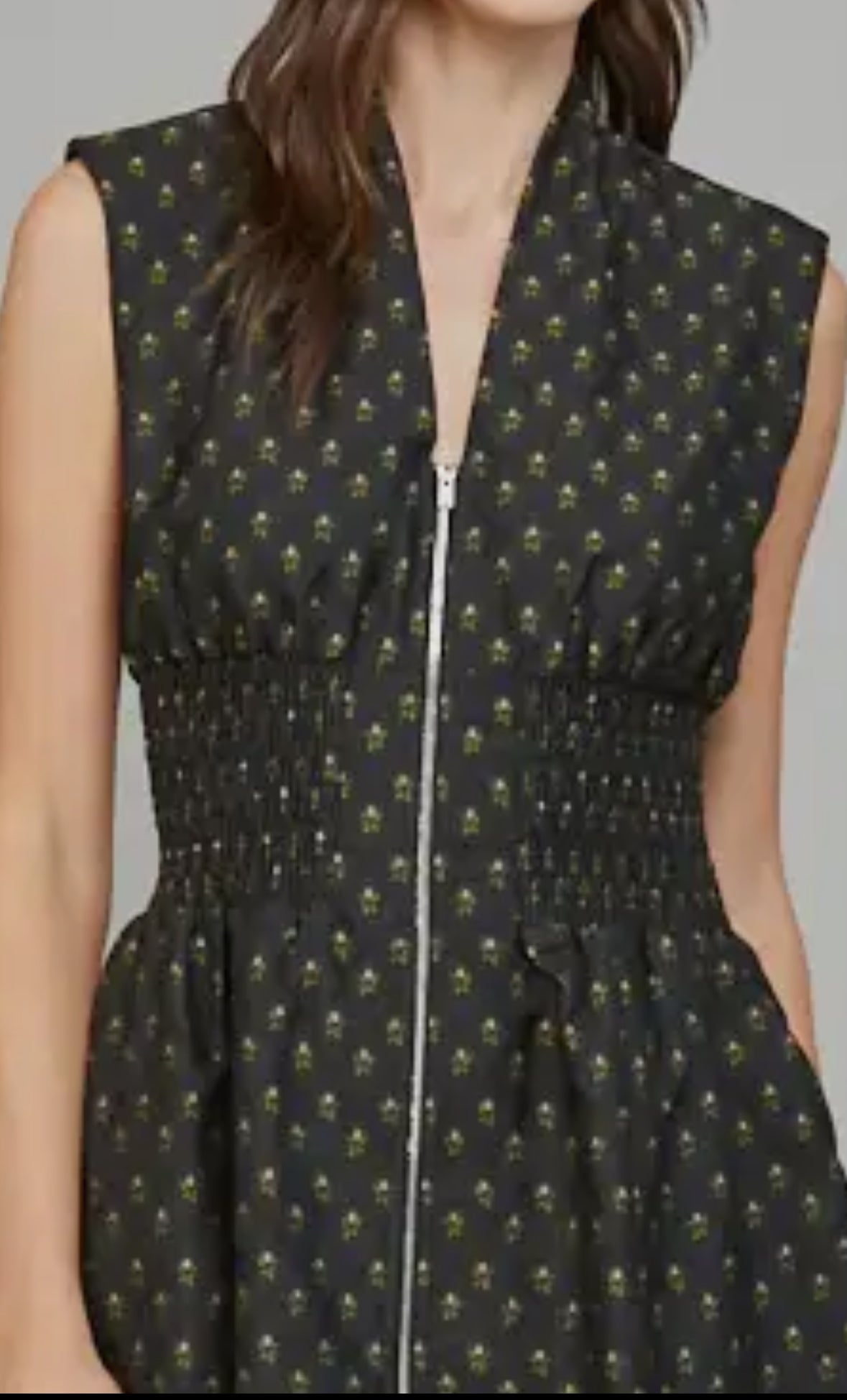 V-Neckline Front Zip-Up Midi
Dress