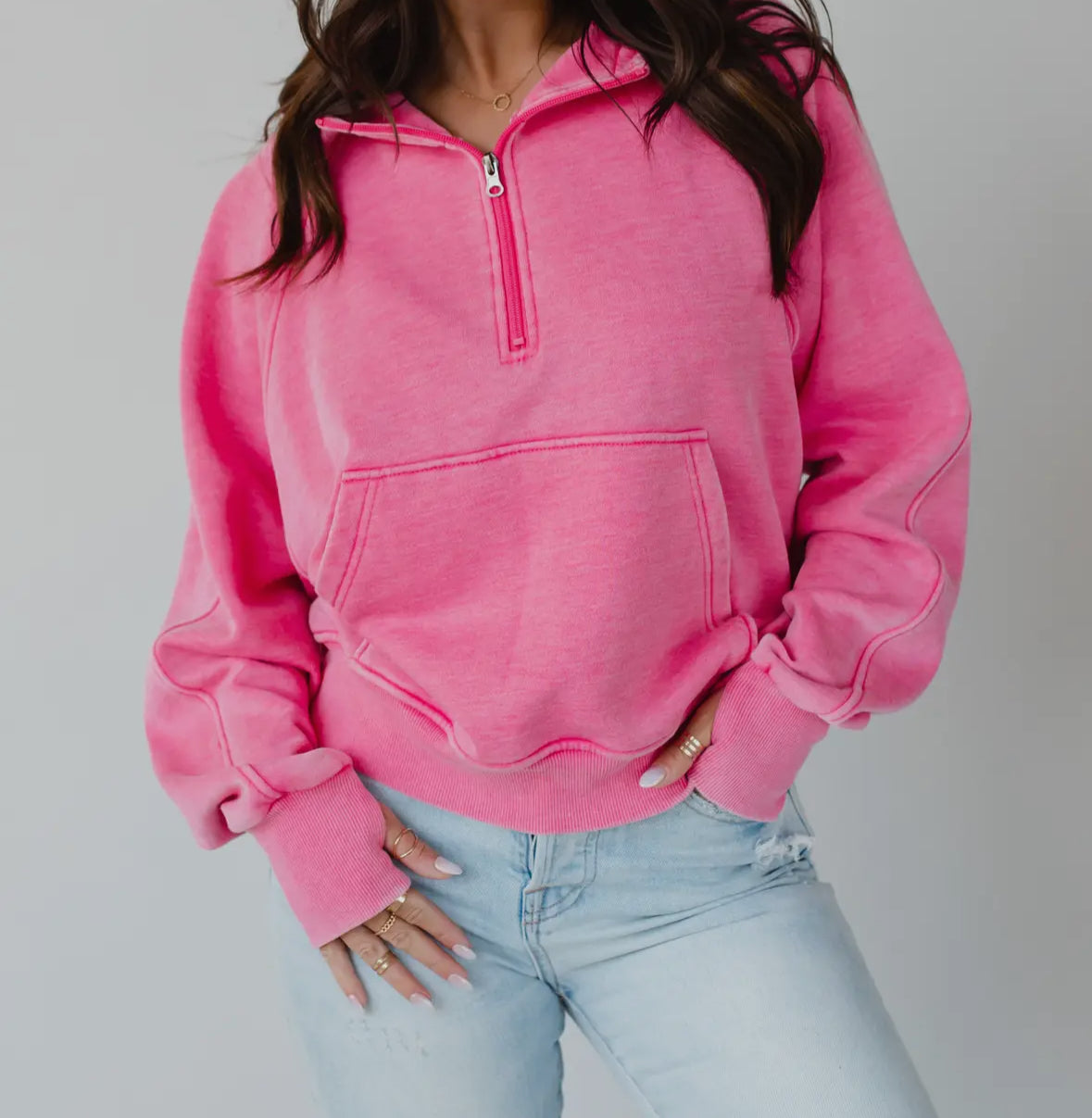 BRIGHT PINK HOODED SWEATSHIRT MEDIUM