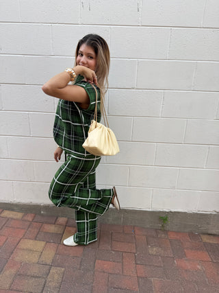 Plaid knit top