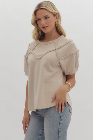 Bone Braided Detail Blouse