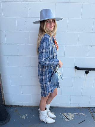 The Mineral Wash Plaid Shirt Dress