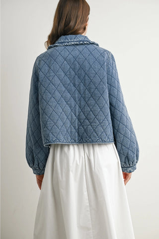 QUILTED LONG SLEEVE TIE-FRONT