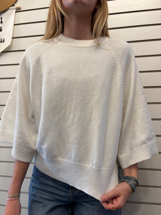 Women's Raglan Short Wide Sleeve Crew Neck Sweater