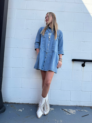 Denim Button-Up Mini Dress