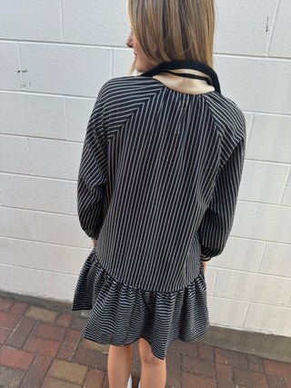 The Power Stripe Zip Neck Dress