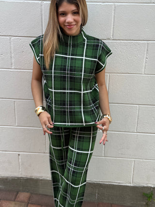 Plaid knit top