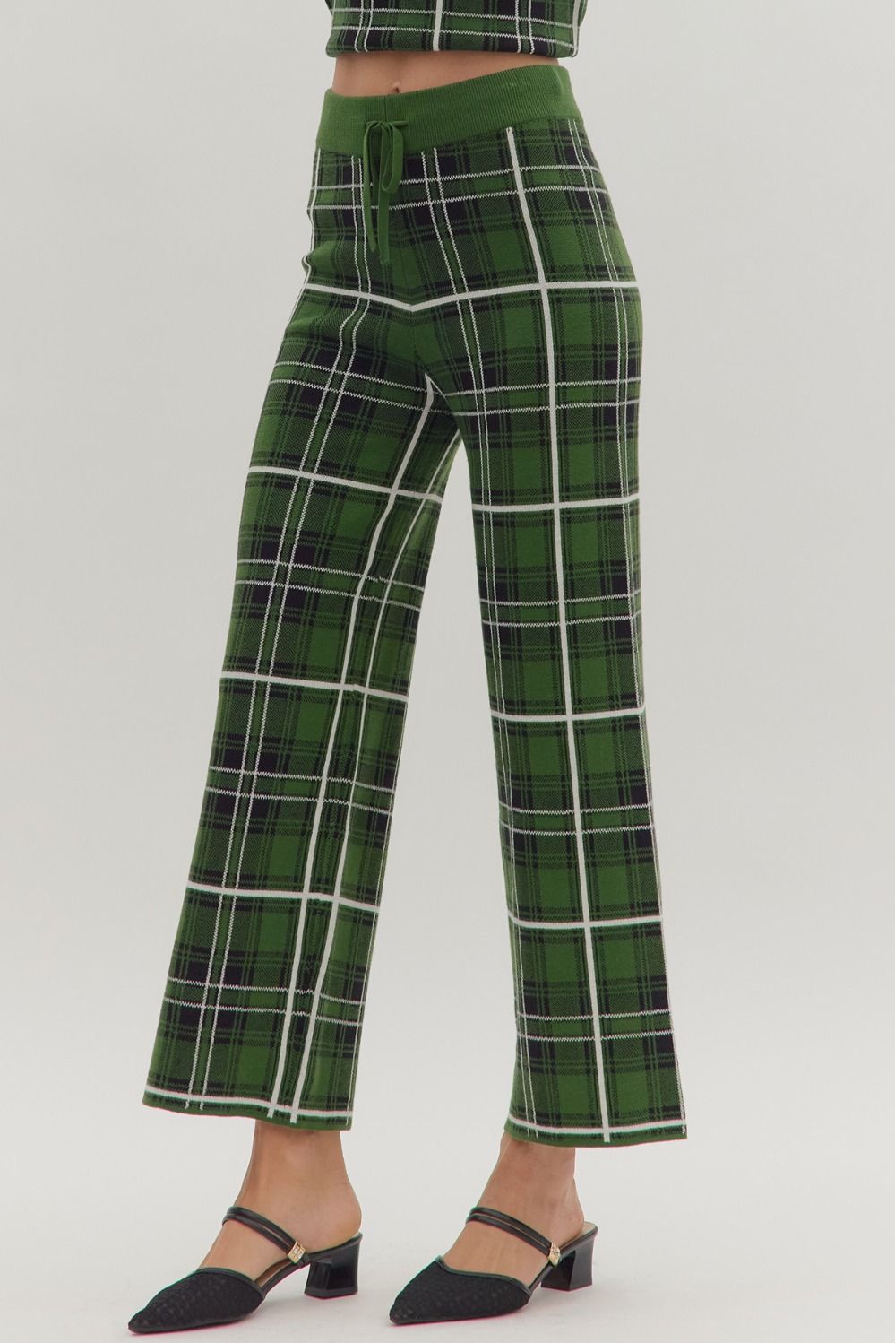Plaid knit pants