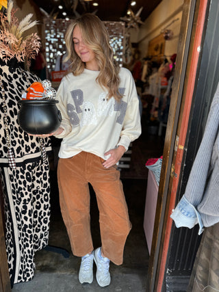 Stretch Corduroy Barrel Pants CAMEL