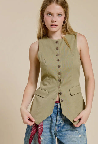 Linen long vest