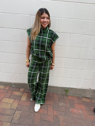 Plaid knit top