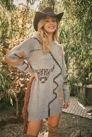 Fringe distressed dress