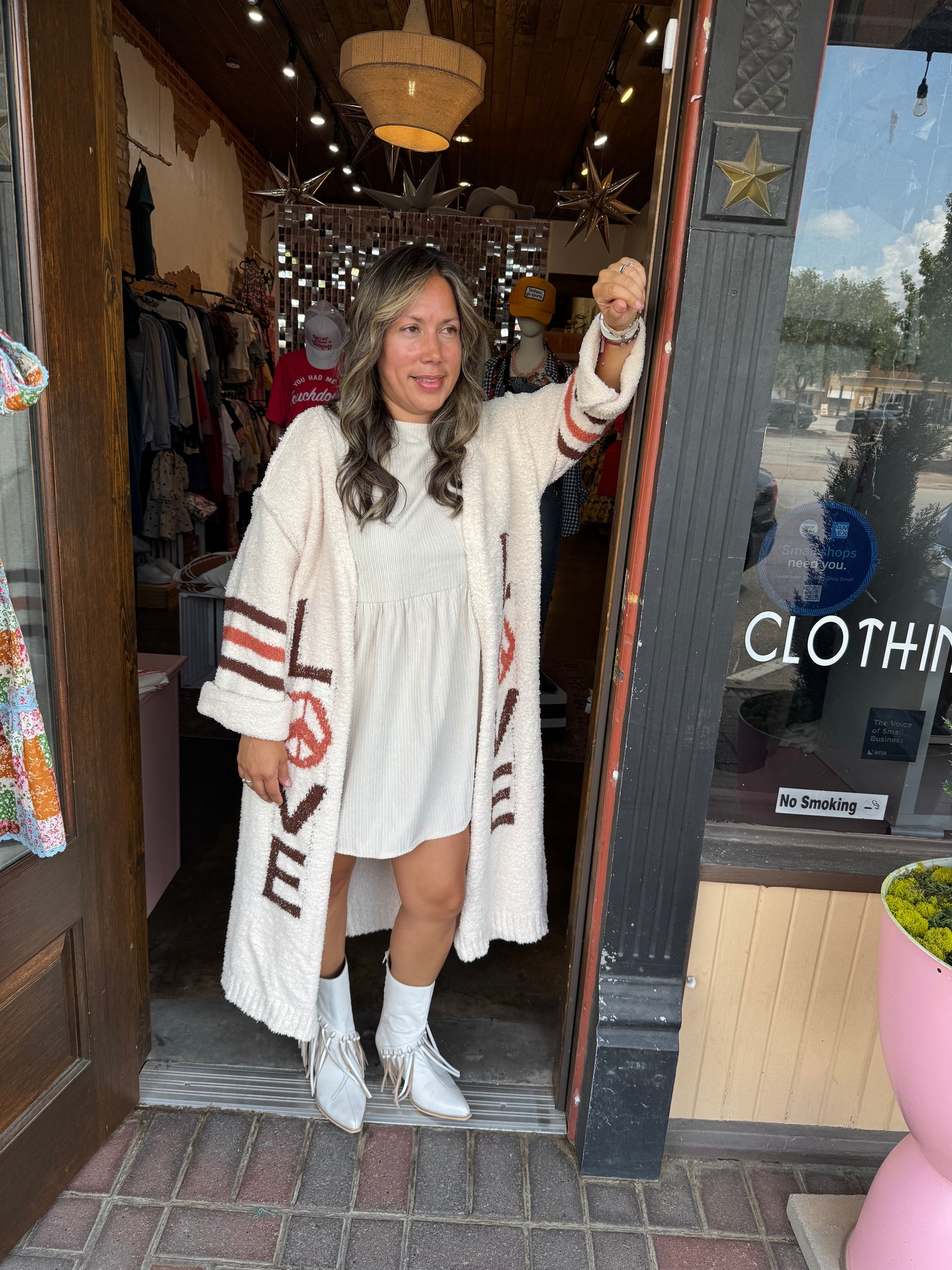 Sweater Open Duster Peace/Love
