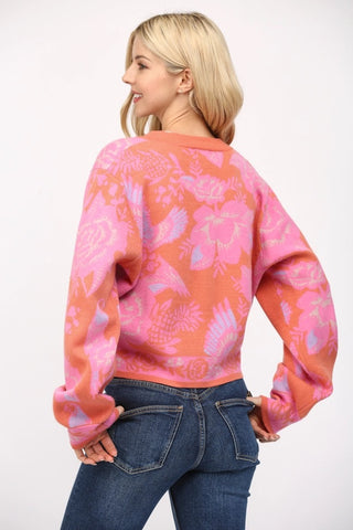 Pink Floral Cardigan