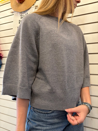 Women's Raglan Short Wide Sleeve Crew Neck Sweater