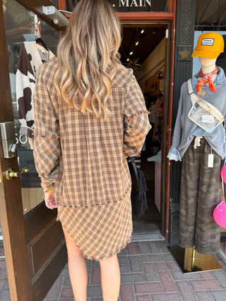 Mineral Washed Oversized Shirt Dress MOCHA