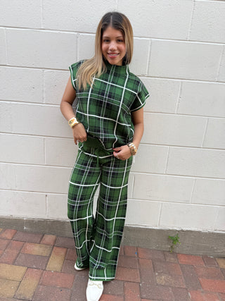 Plaid knit top