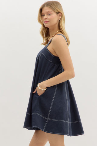 Navy midi dress