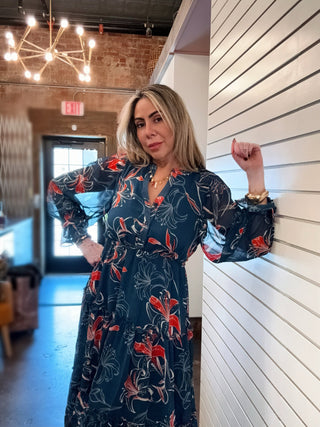 Print Tiered Button Down Midi Dress