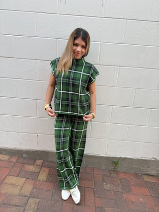 Plaid knit top