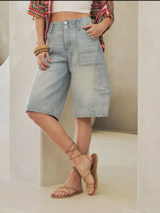 Cargo Denim Knee
Length Shorts