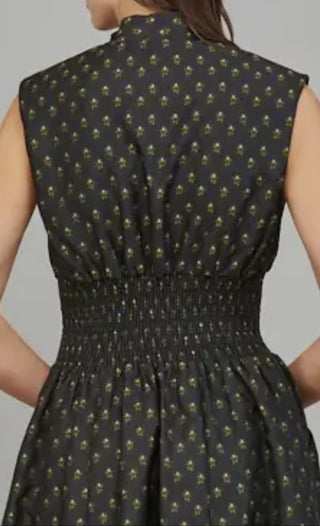 V-Neckline Front Zip-Up Midi
Dress