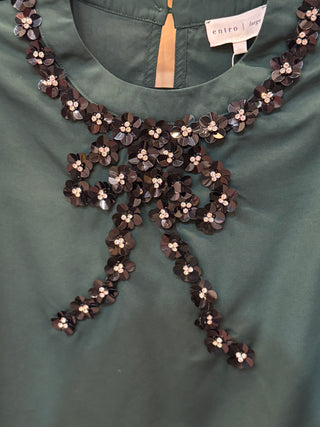 Embellished Bow Puff Sleeve Top
