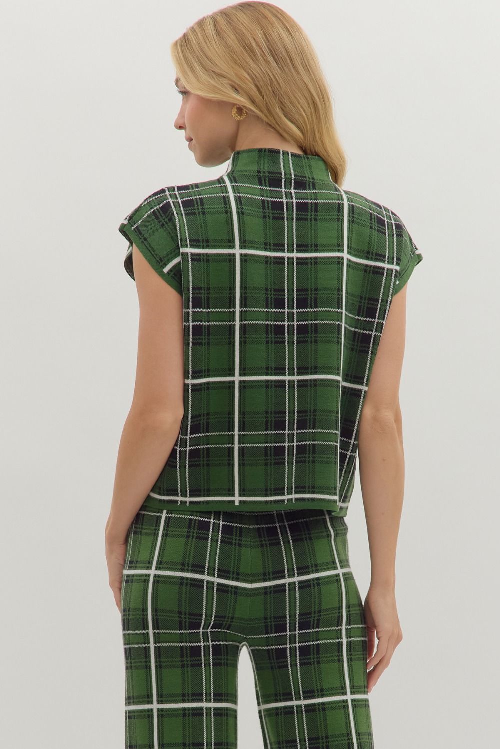 Plaid knit top