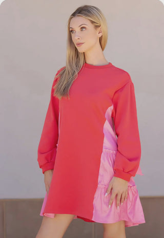 Statement Bow Mixed Media Mini Dress
