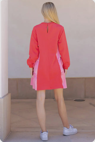 Statement Bow Mixed Media Mini Dress