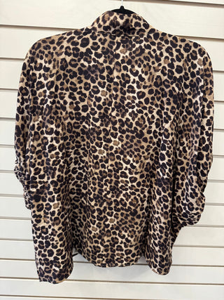 Leopard Print High-Neck Dolman Top