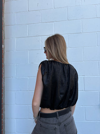 The Gathered Neck & Hem Sleeveless Blouse