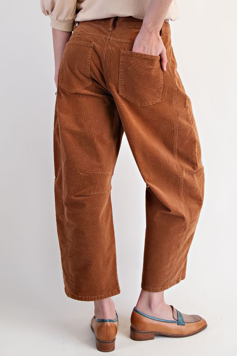 Stretch Corduroy Barrel Pants CAMEL