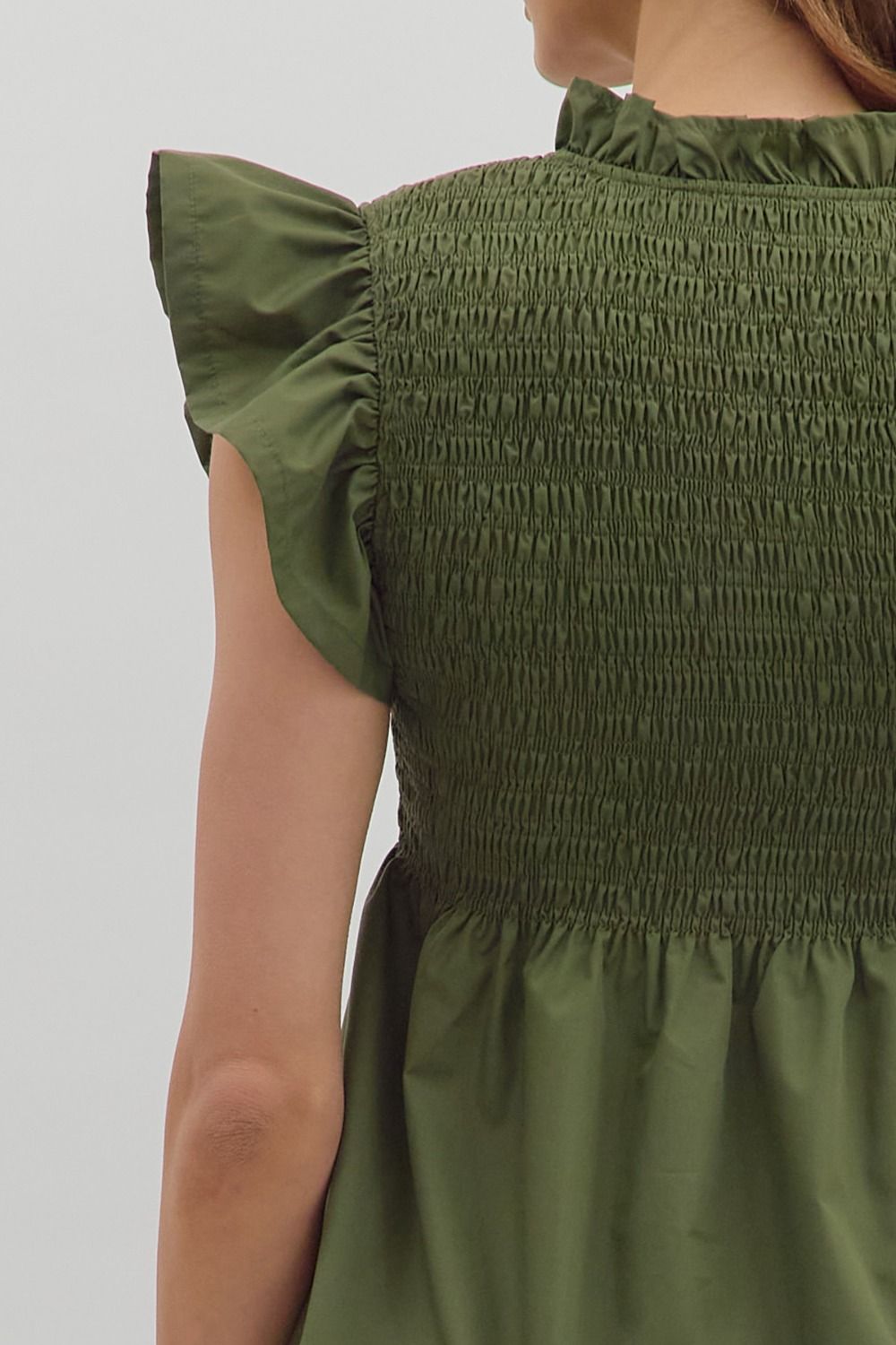 Olive Peplum Top