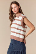 STRIPED VEST.PEARL BUTTON UP