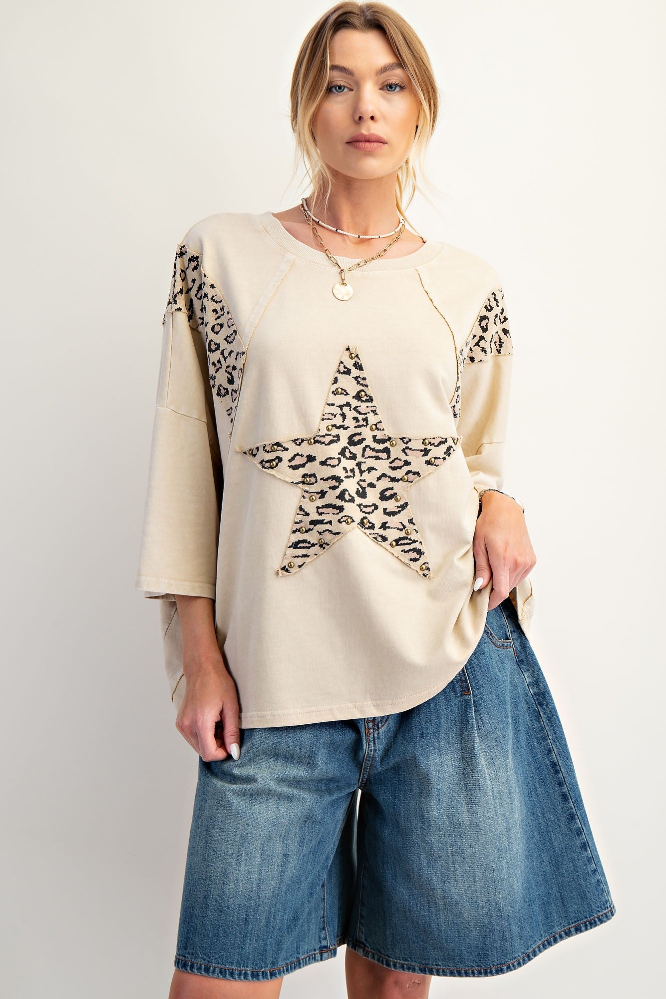 Animal Star Patch Oversized Top