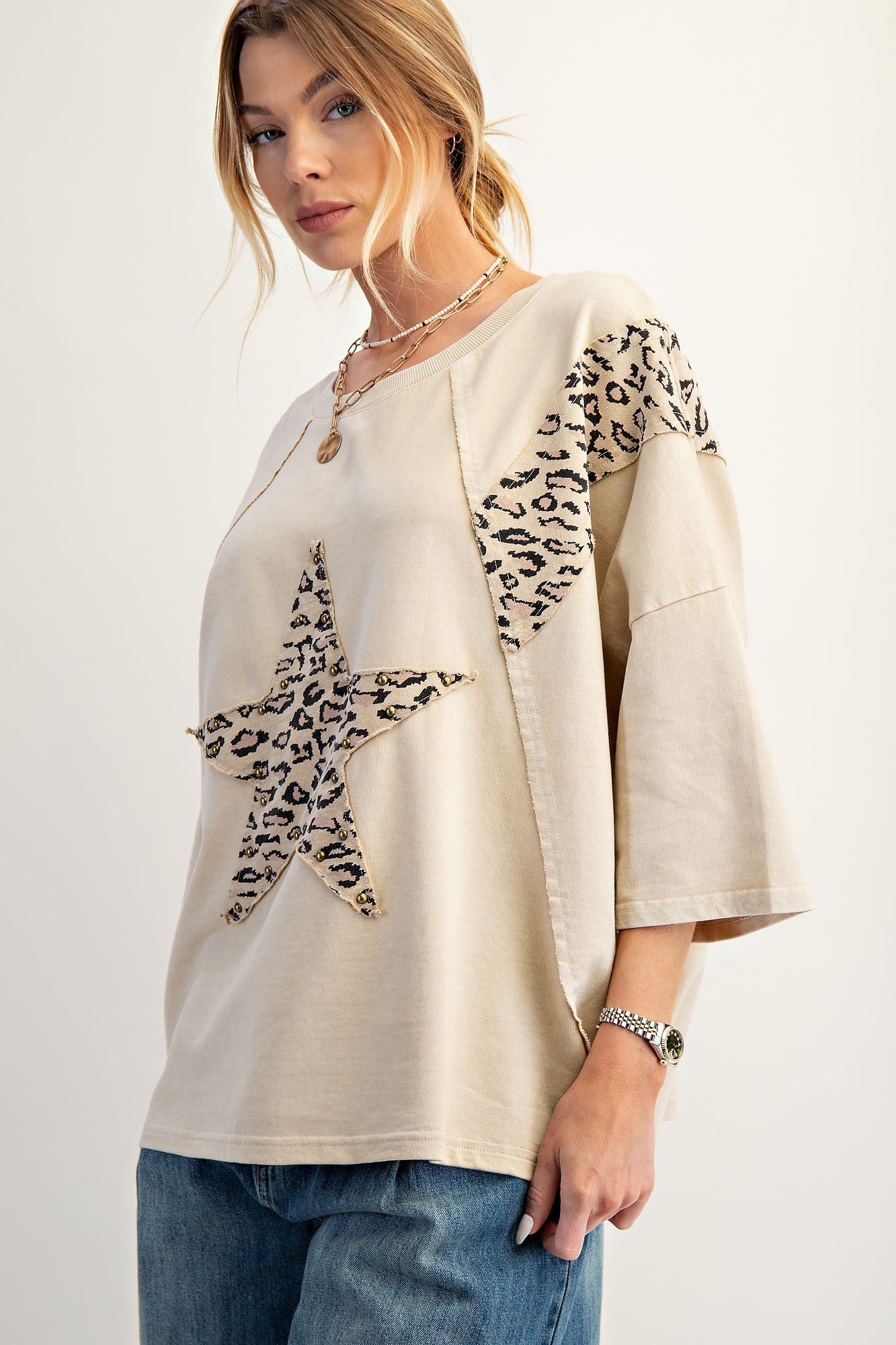 Animal Star Patch Oversized Top