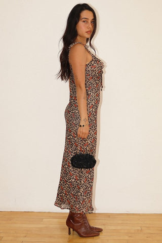 Cherry Leopard Mesh Maxi Dress