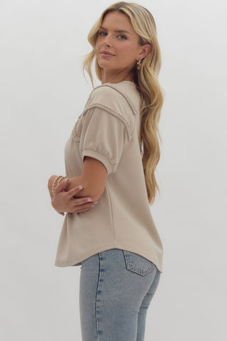 Bone Braided Detail Blouse