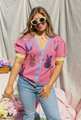 easter glitter bunny cardigan