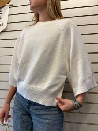Women's Raglan Short Wide Sleeve Crew Neck Sweater