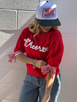 CHEERS RED WITH BOW SLEEVES
