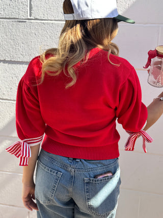 CHEERS RED WITH BOW SLEEVES
