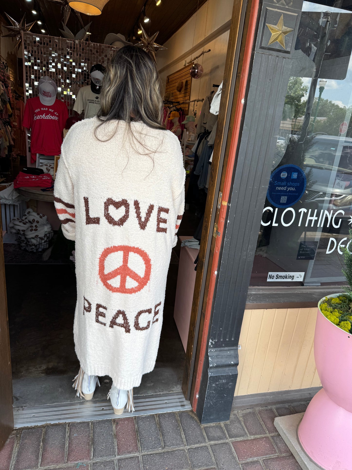 Sweater Open Duster Peace/Love