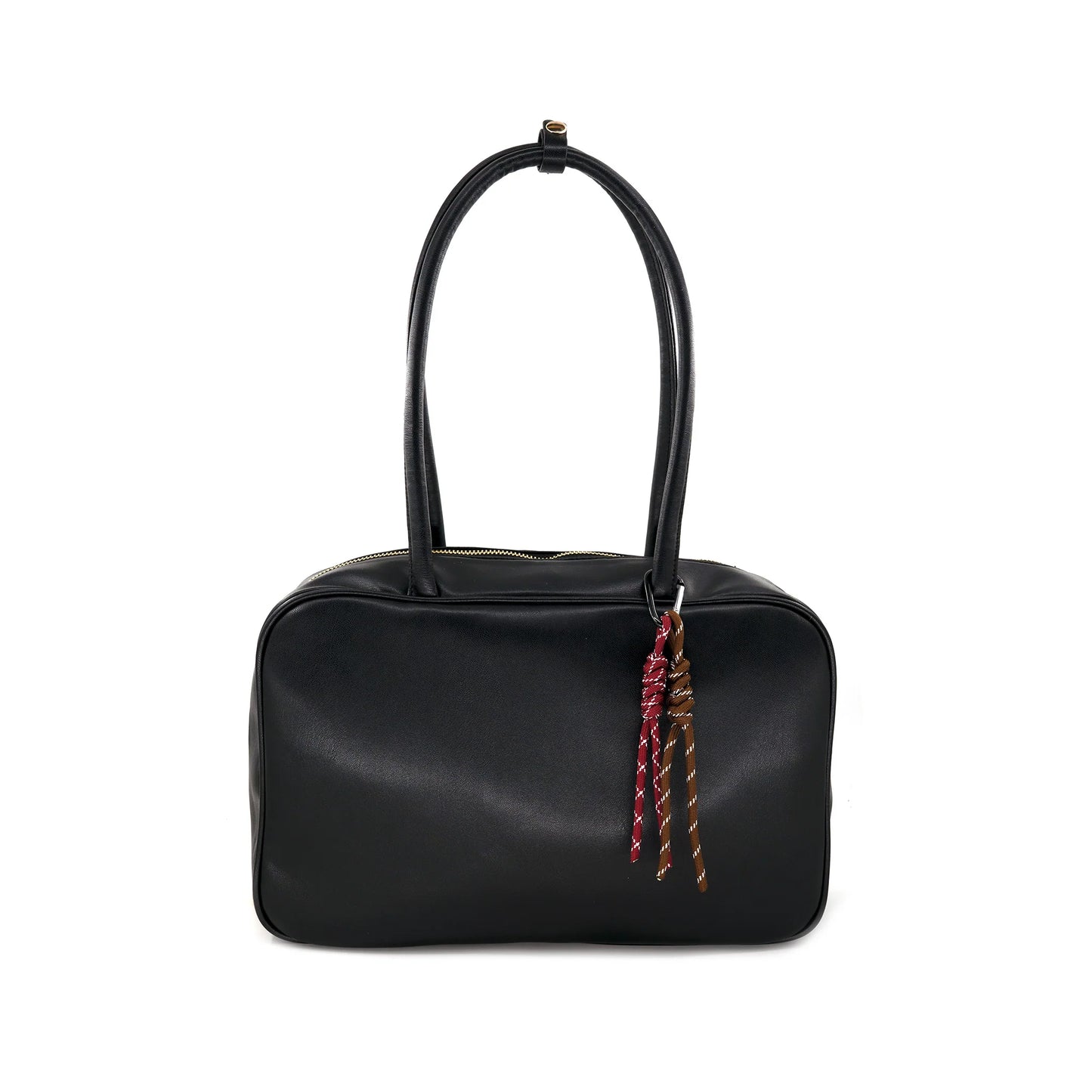 black boxy chic hand bag with charms