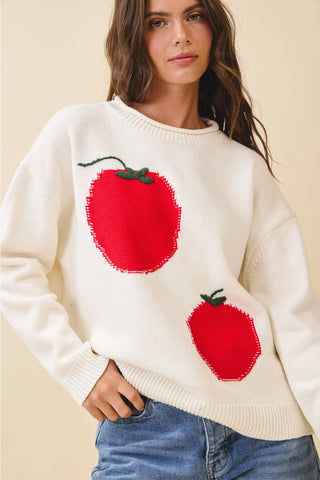 food-inspired graphic trend,bold tomato motifs,relaxed, oversized fit and dropped shoulders,