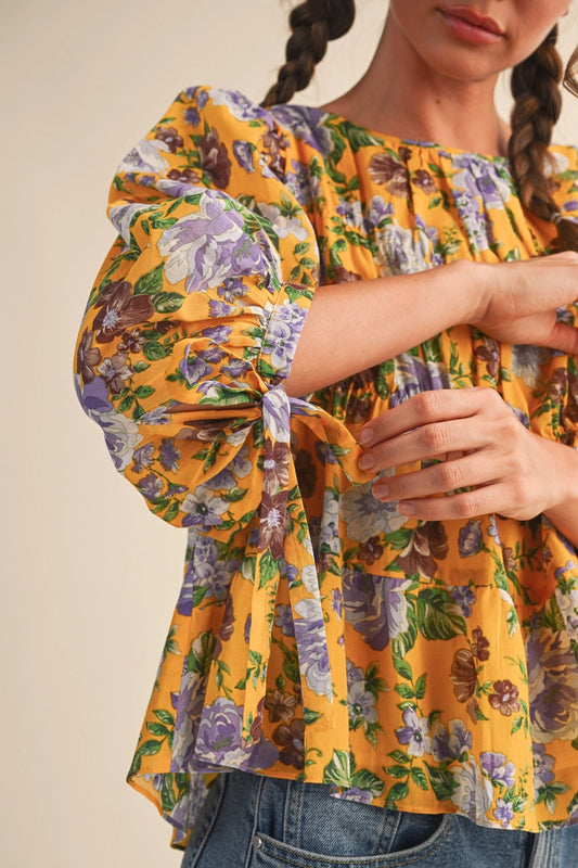 fall boho yellow top
